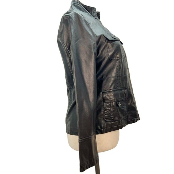 Kelly by Clinton Kelly Medium Black Zip Vegan Leather Jacket - Picture 5 of 7